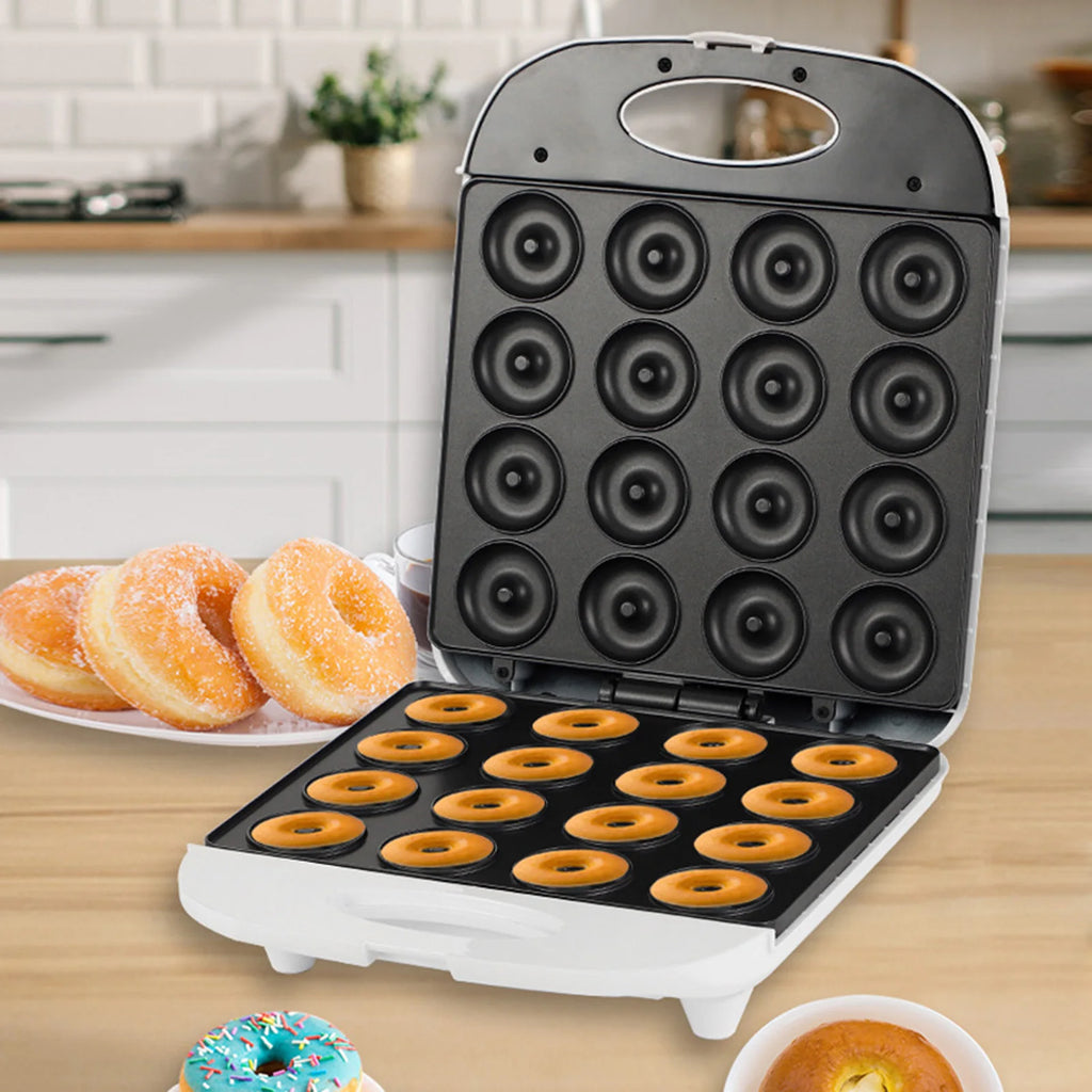 1400W Mini Donut Maker 16-Hole Nonstick Electric Aluminum Donut Press for Home Breakfast Desserts Snacks