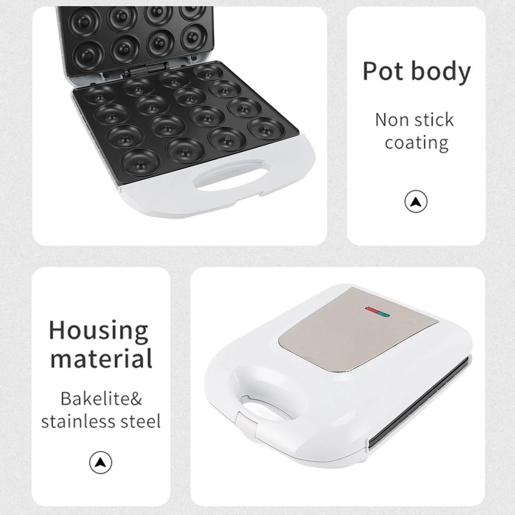 1400W Mini Donut Maker 16-Hole Nonstick Electric Aluminum Donut Press for Home Breakfast Desserts Snacks